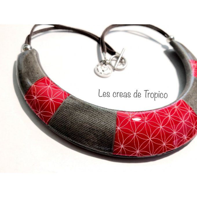 COLLIER TORQUE ROSACE TISSU