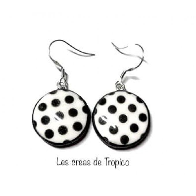 BOUCLES D'OREILLES POIS NOIR 