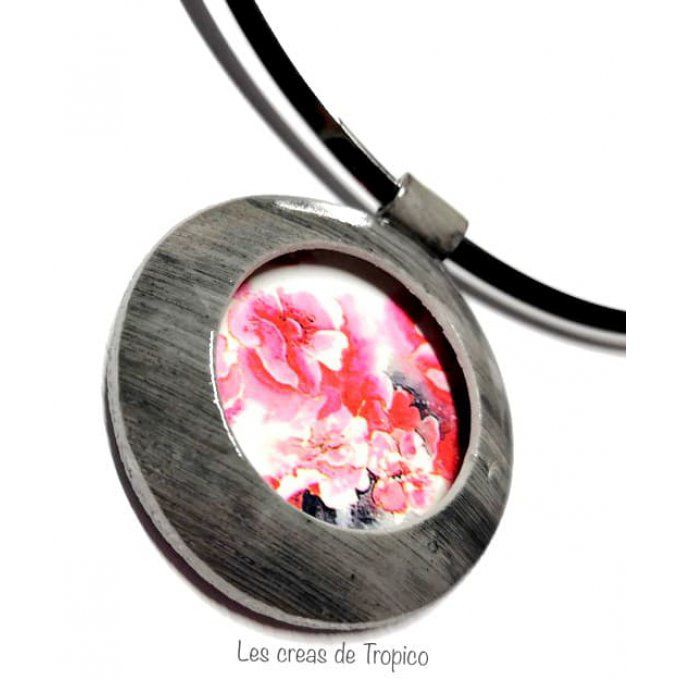 COLLIER  FIMO BOIS FLEUR 