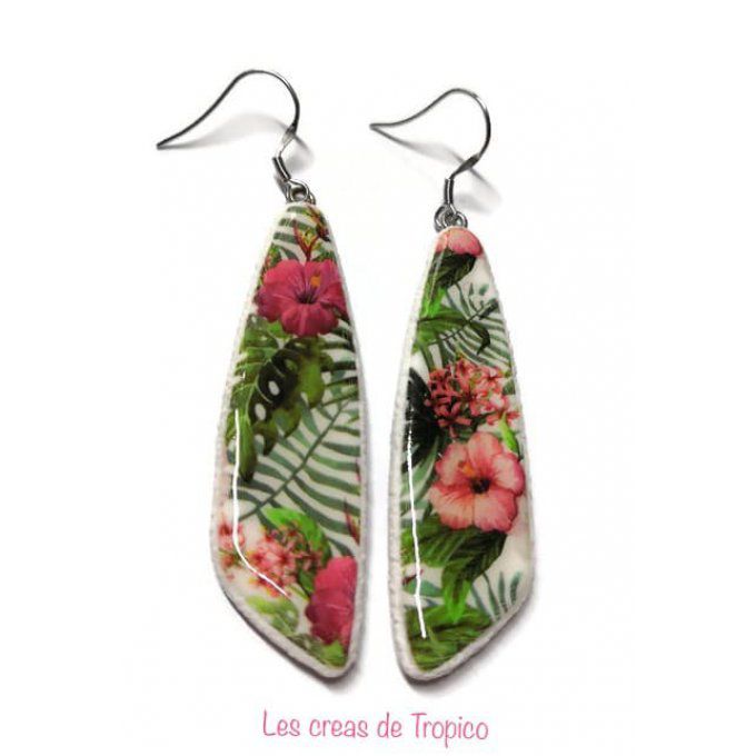 BOUCLES D'OREILLES FIMO FLEUR EXOTIQUE