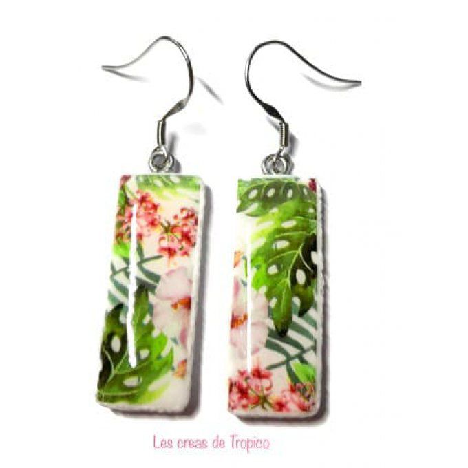 BOUCLES D'OREILLES FIMO FLEUR EXOTIQUE