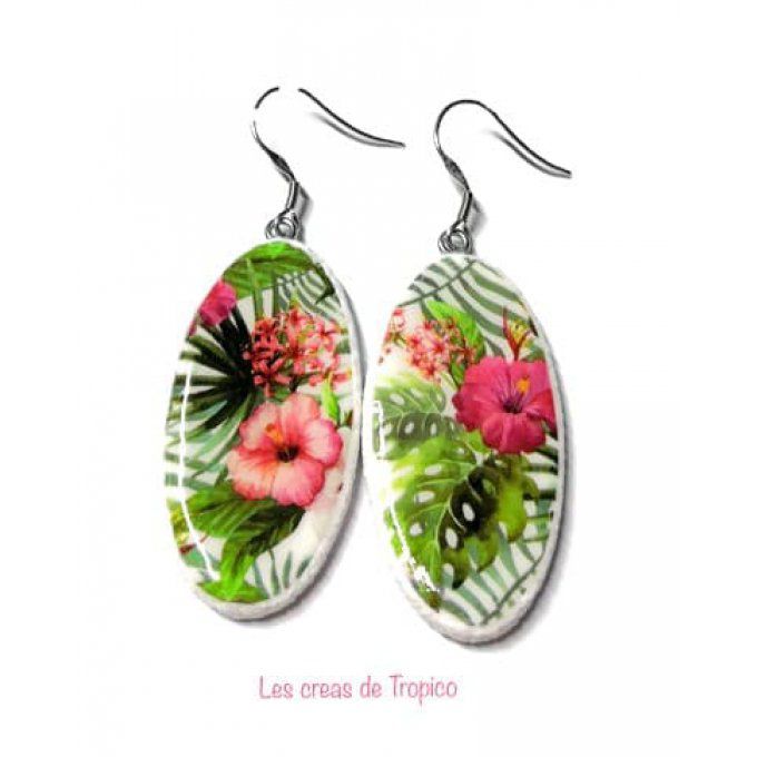 BOUCLES D'OREILLES FIMO FLEUR EXOTIQUE