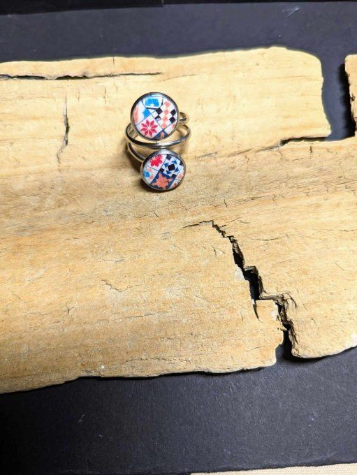 BAGUE FIMO BLEU CARRELAGE