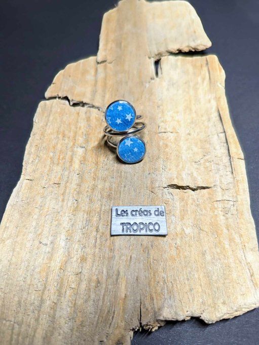 BAGUE FIMO BLEU JEANS ETOILE