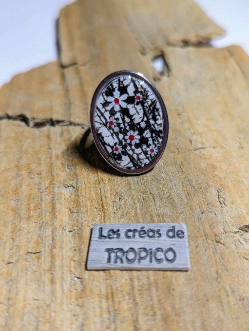 BAGUE FIMO FLEUR ROUGE