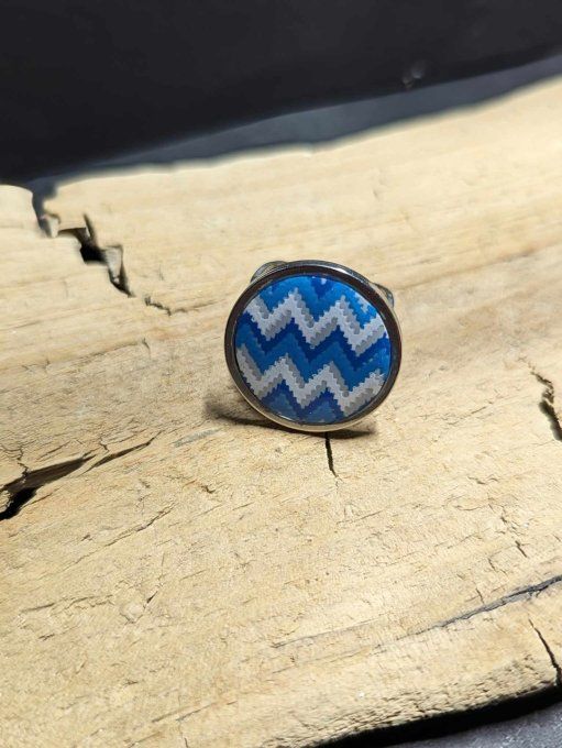 BAGUE FIMO ZEBRURE BLEUE