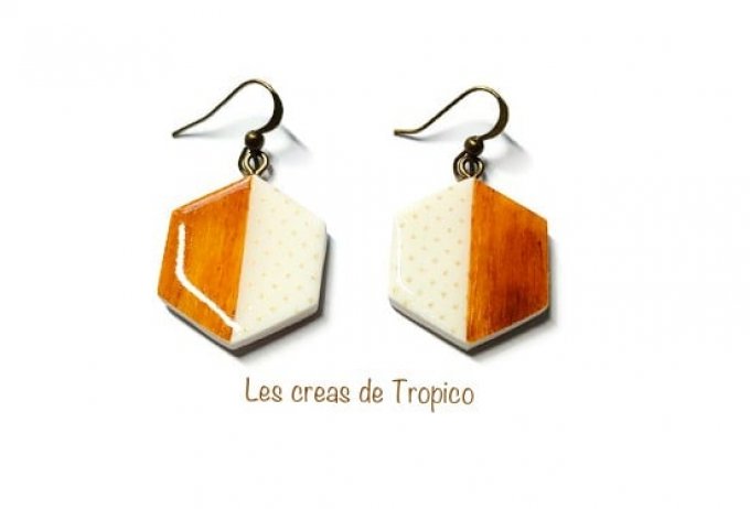 BOUCLES D'OREILLES POIS BOIS 