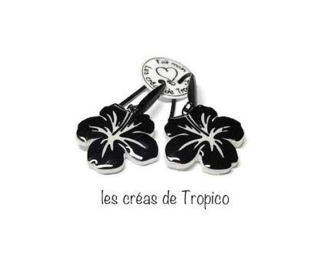 BOUCLES D'OREILLES FIMO ESTAMPE HIBISCUS