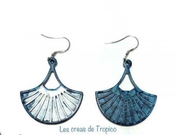 BOUCLES  D'OREILLES FIMO BAROQUE BLEU