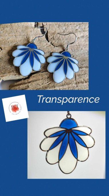 BOUCLES OREILLES FIMO TRANSPARENCE FLEUR