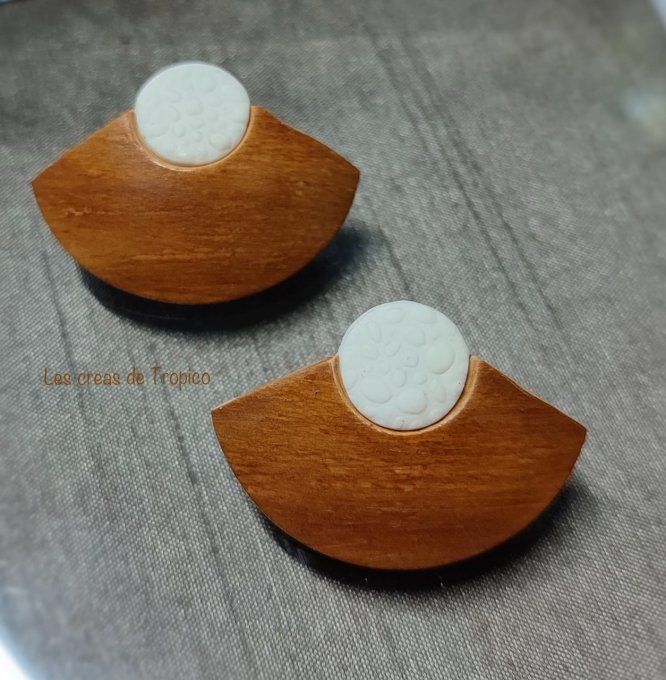 BOUCLES D'OREILLES  BOIS BLANC