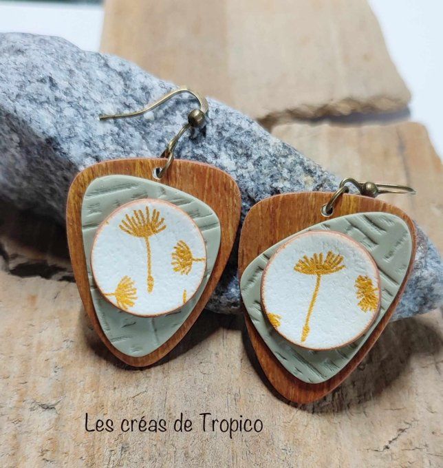 BOUCLES D'OREILLES BOIS FLEUR