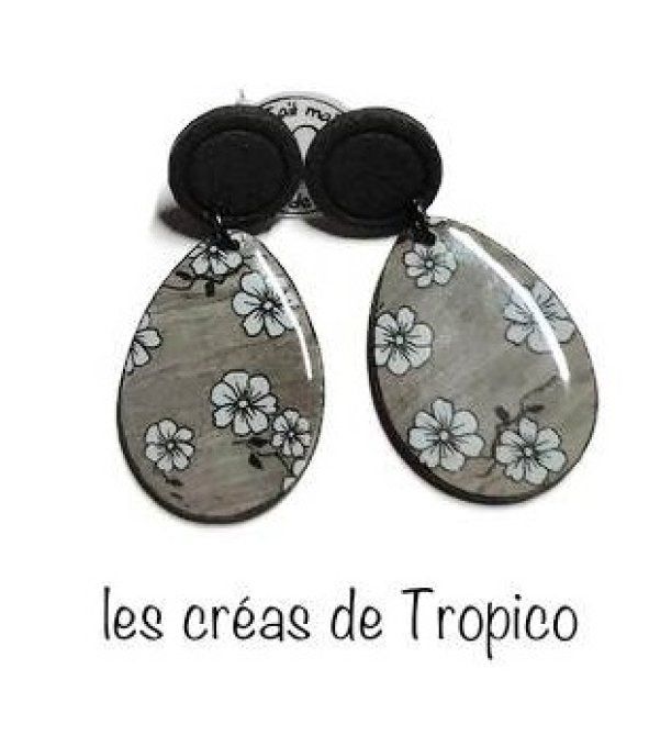 BOUCLES D'OREILLES  BOIS FLEUR