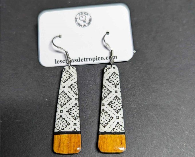 BOUCLES D'OREILLES BOIS GEOMETRIE