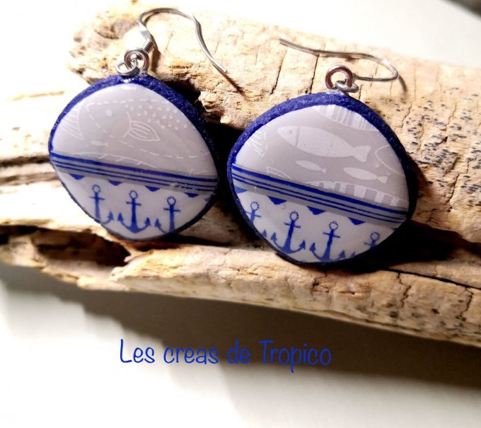 BOUCLES OREILLES FIMO POISSON ROND