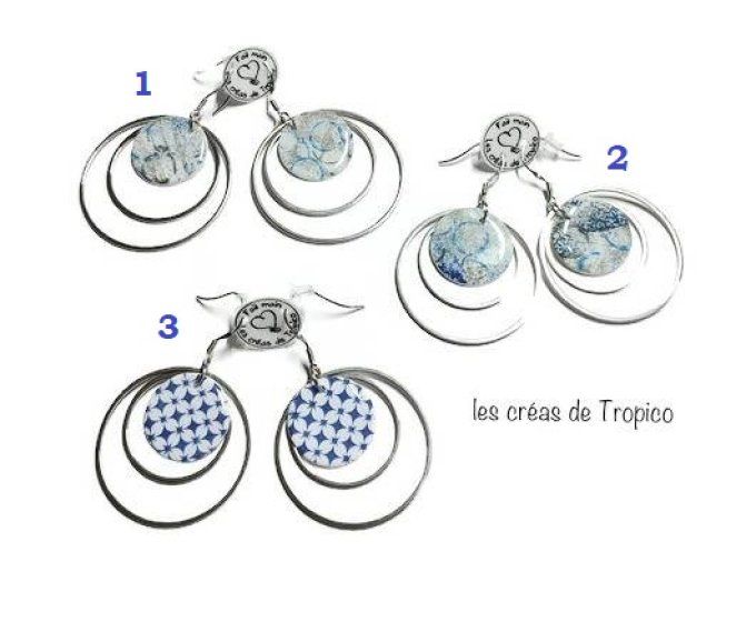 BOUCLES D'OREILLES CERCLE BLEU