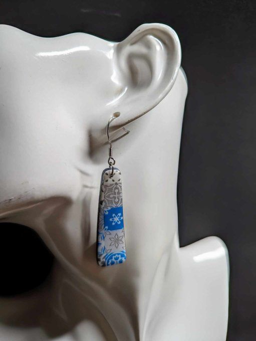 BOUCLES D'OREILLES CARRELAGE BLEU