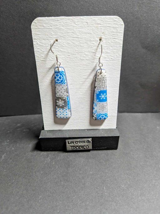 BOUCLES D'OREILLES CARRELAGE BLEU