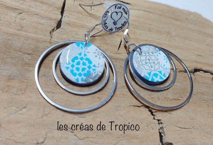 BOUCLES D'OREILLES CARRELAGE VINTAGE