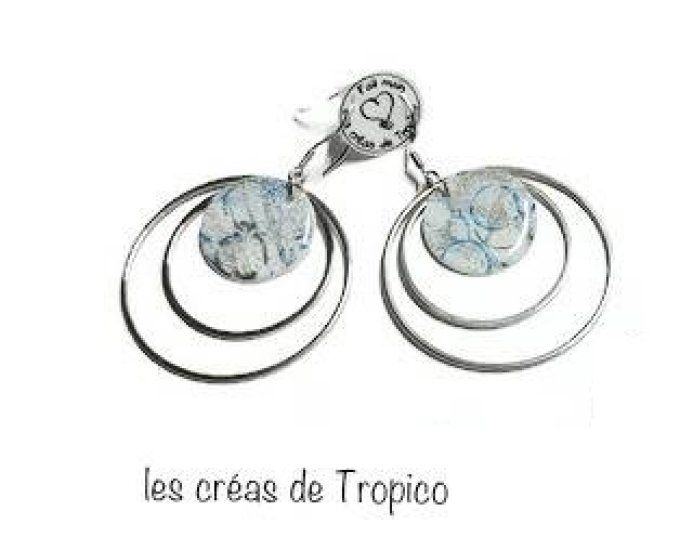 BOUCLES D'OREILLES CERCLE BLEU