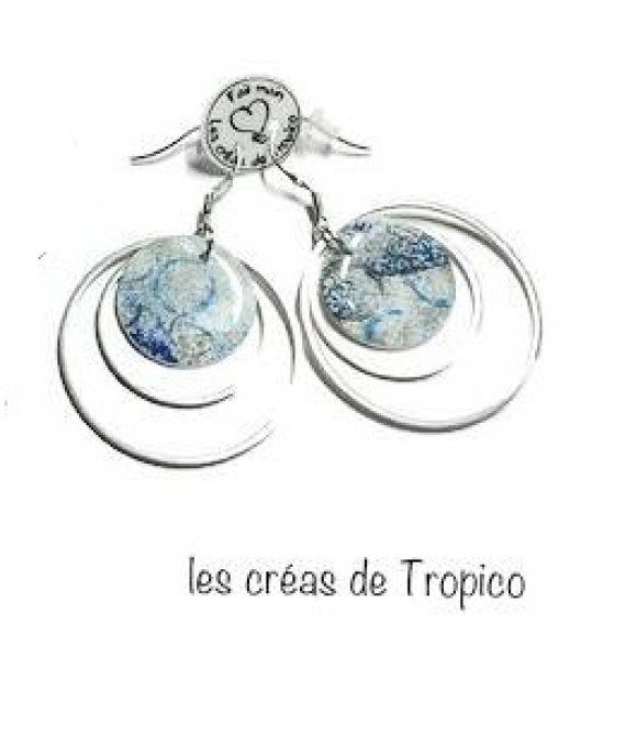 BOUCLES D'OREILLES CERCLE BLEU