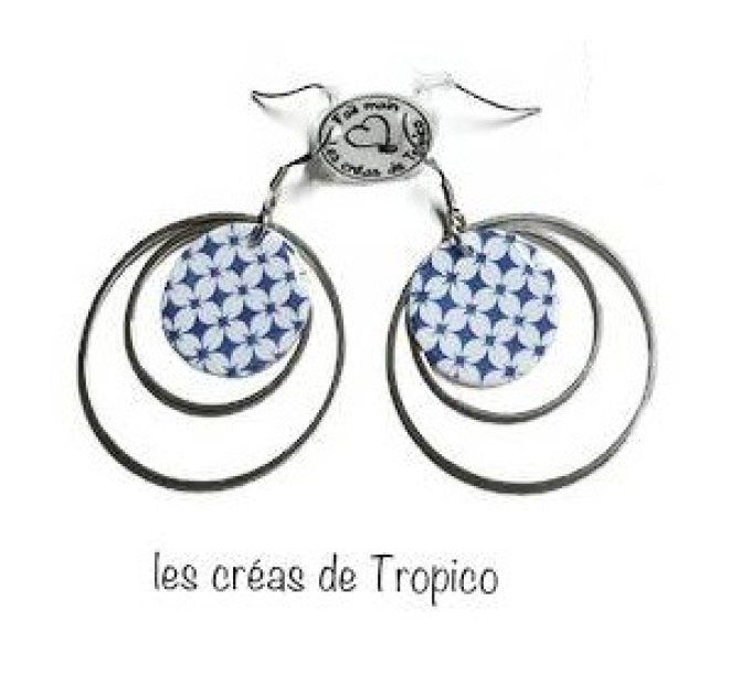 BOUCLES D'OREILLES CERCLE BLEU