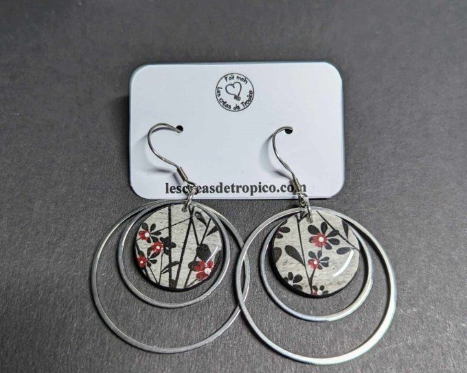 BOUCLES D'OREILLES BOIS FLEUR