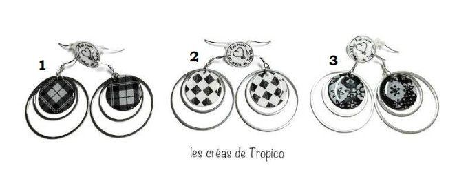 BOUCLES D'OREILLES CERCLE NOIR BLANC