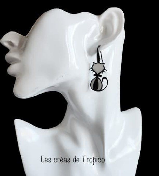 BOUCLES OREILLES CHATS NOIRS 