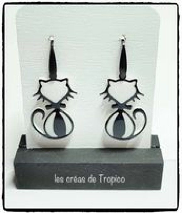 BOUCLES OREILLES CHATS NOIRS