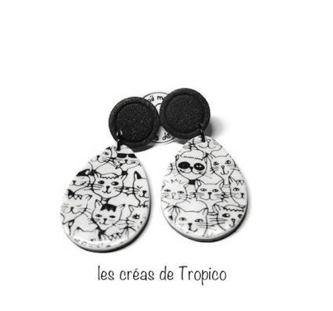 BOUCLES OREILLES CHAT NOIR