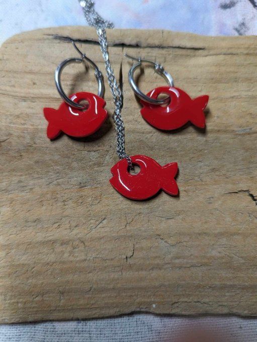 BOUCLES OREILLES REVERSIBLE ROUGE ET RAYURES