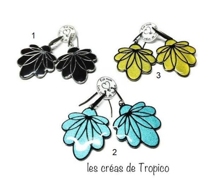 BOUCLES OREILLES FIMO ESTAMPE FLEUR 