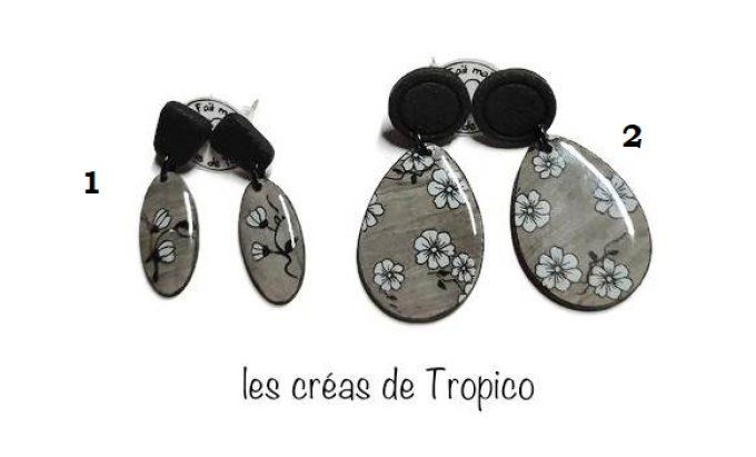 BOUCLES D'OREILLES  BOIS FLEUR