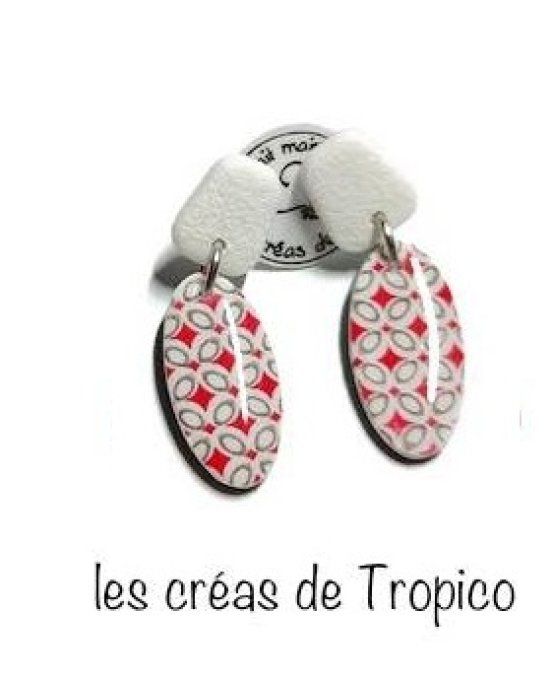 BOUCLES D'OREILLES  GRAPHIQUE ROUGE