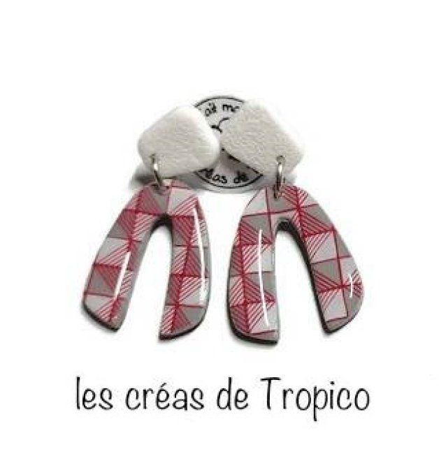 BOUCLES D'OREILLES  GRAPHIQUE ROUGE