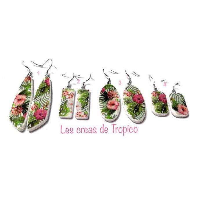 BOUCLES D'OREILLES FIMO FLEUR EXOTIQUE