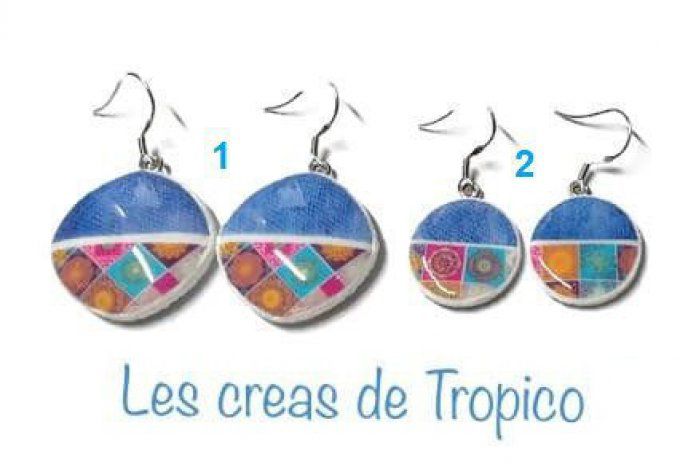 BOUCLES D'OREILLES  FIMO JEANS MULTI MOTIF