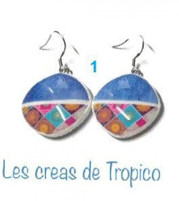 BOUCLES D'OREILLES  FIMO JEANS MULTI MOTIF