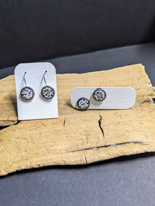 PUCES OREILLES FIMO NOTES DE MUSIQUE