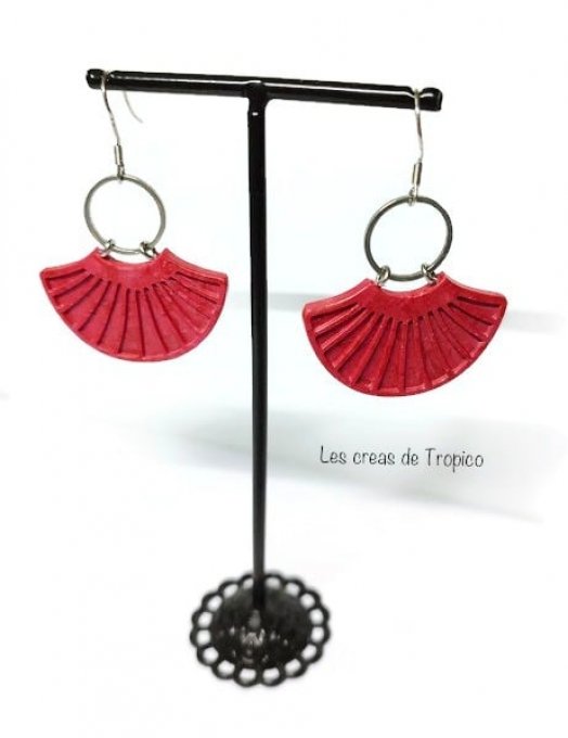 BOUCLES  D'OREILLES FIMO BAROQUE EVENTAIL