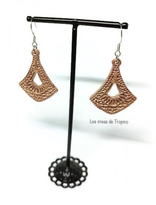 BOUCLES  D'OREILLES FIMO BAROQUE MARRON