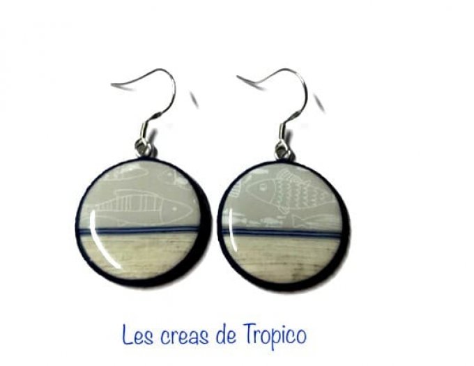 BOUCLES OREILLES FIMO POISSON ROND