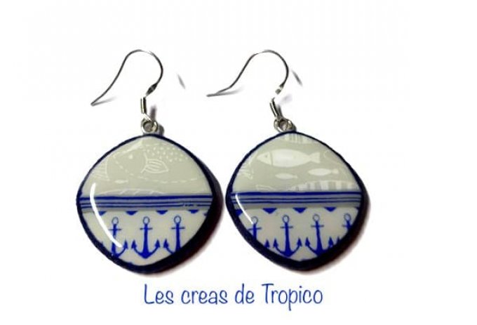 BOUCLES OREILLES FIMO POISSON ROND