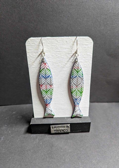 BOUCLES D'OREILLES POISSON FEUILLE