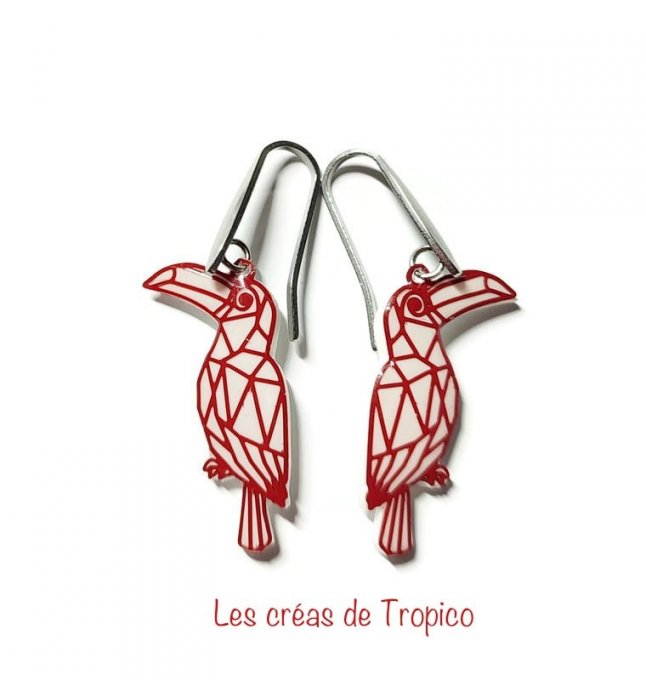 BOUCLES OREILLES FIMO TOUCAN