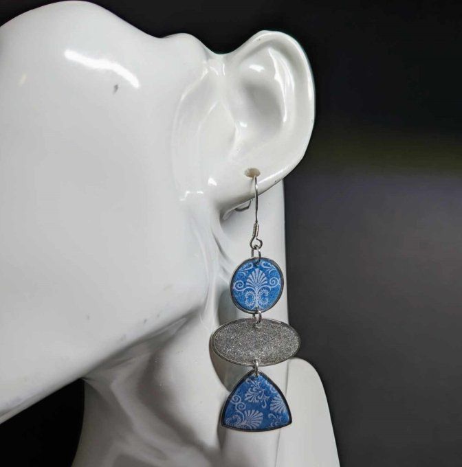 BOUCLES D'OREILLES TRIPTYQUEQUE JEANS ARGENT