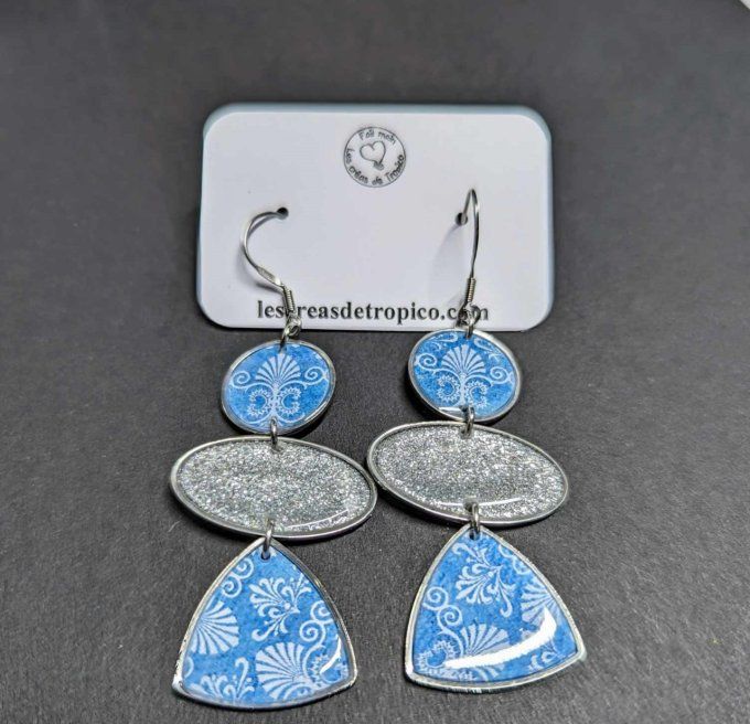 BOUCLES D'OREILLES TRIPTYQUEQUE JEANS ARGENT