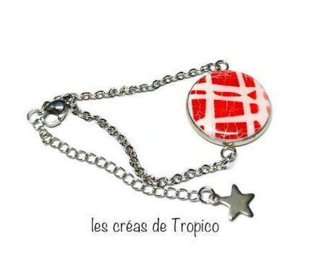 BRACELET FIMO ROUGE ABSTRAIT CRAQUELE