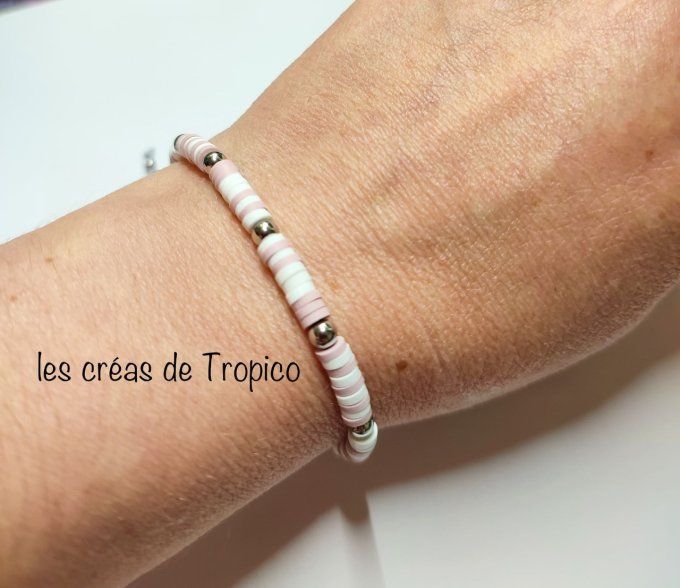 BRACELET FIMO HEISHI VIEUX ROSE